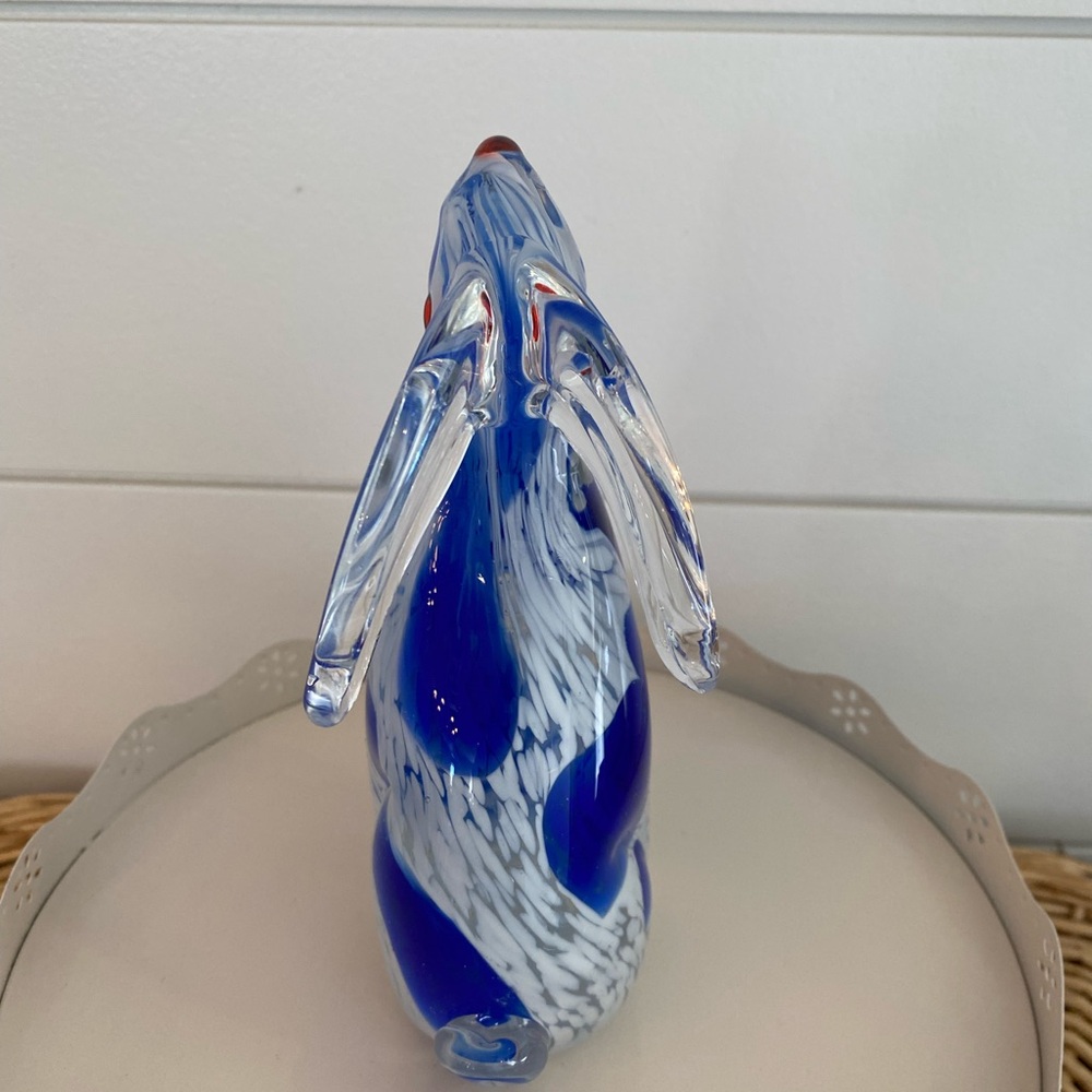 Blue Clear Solid Glass Bunny Rabbit Paperweight Decor Sculpture Figure - Picture 6 of 8